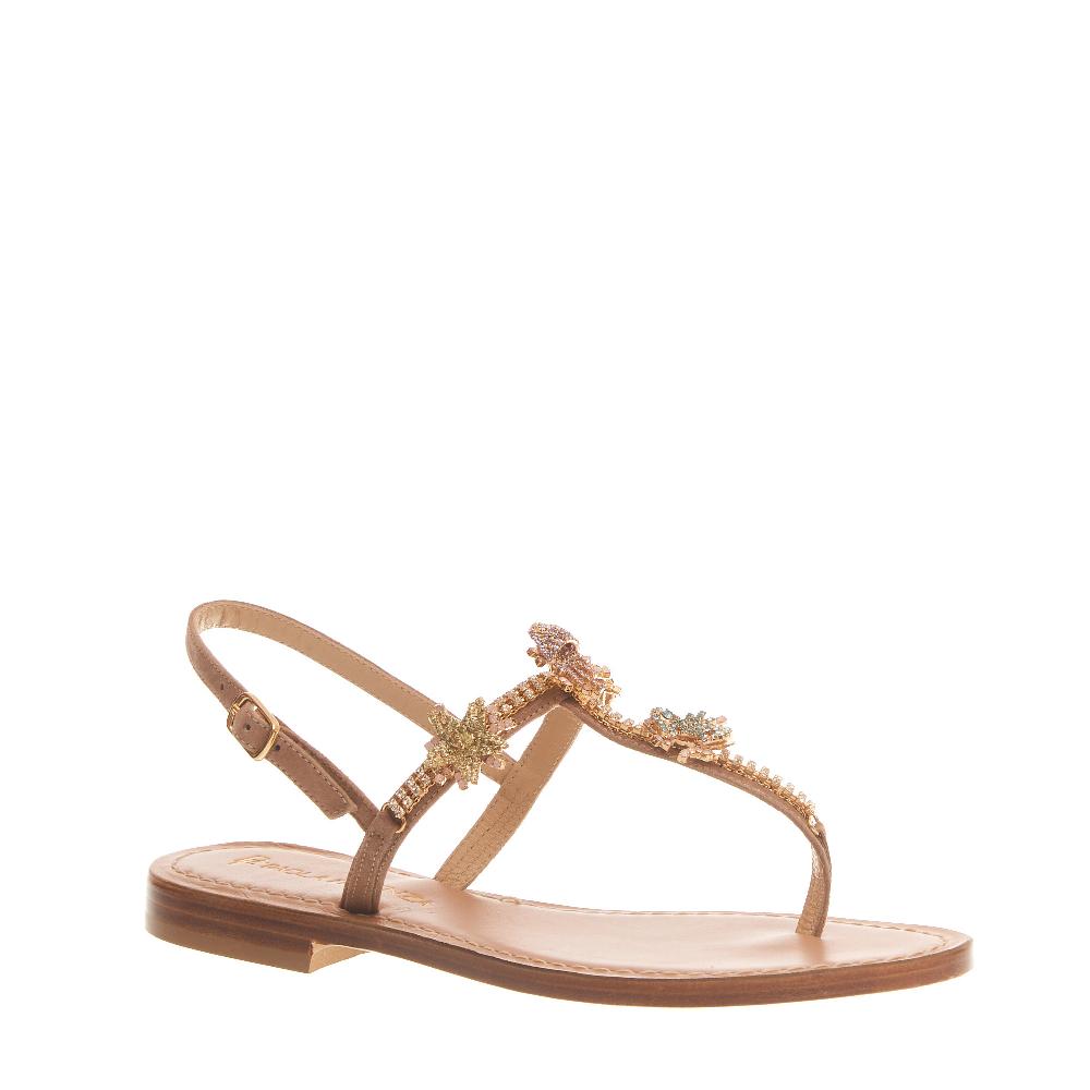 Sorelle Perego sandalo in camoscio cipria con cistalli e applicazioni Fino al 55% di sconto