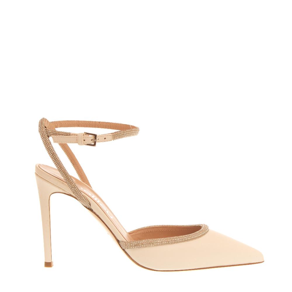 Sorelle Perego slingback nappa avorio strass tacco 90 mm Trasporto libero internazionale