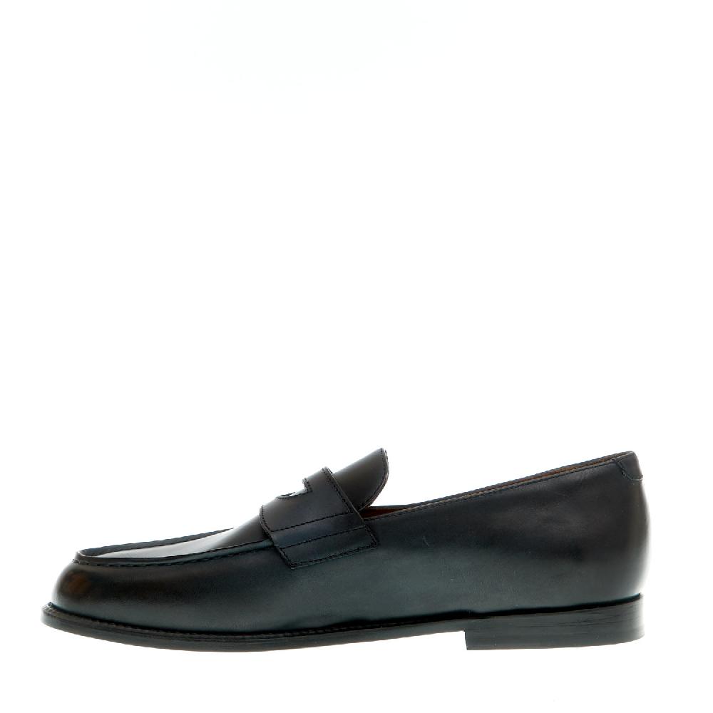 Sorelle Perego mocassino pelle blu fondo cuoio In vendita