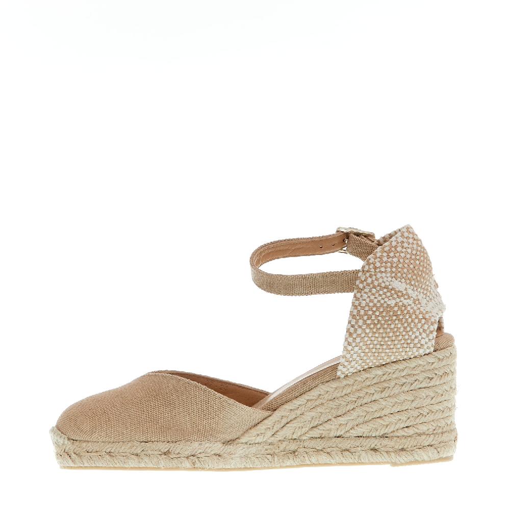 Sorelle Perego Espadrillas zeppa 70 mm tessuto beige 50% di sconto per tempo limitato