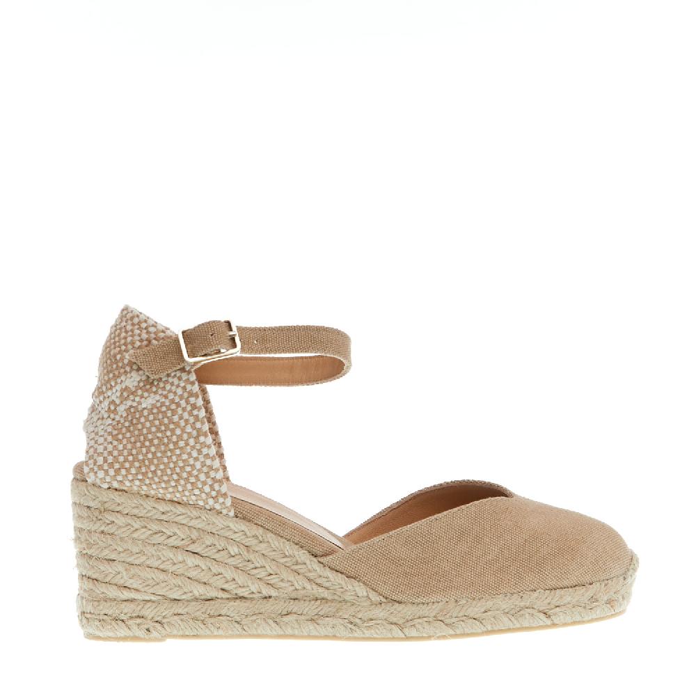 Sorelle Perego Espadrillas zeppa 70 mm tessuto beige 50% di sconto per tempo limitato
