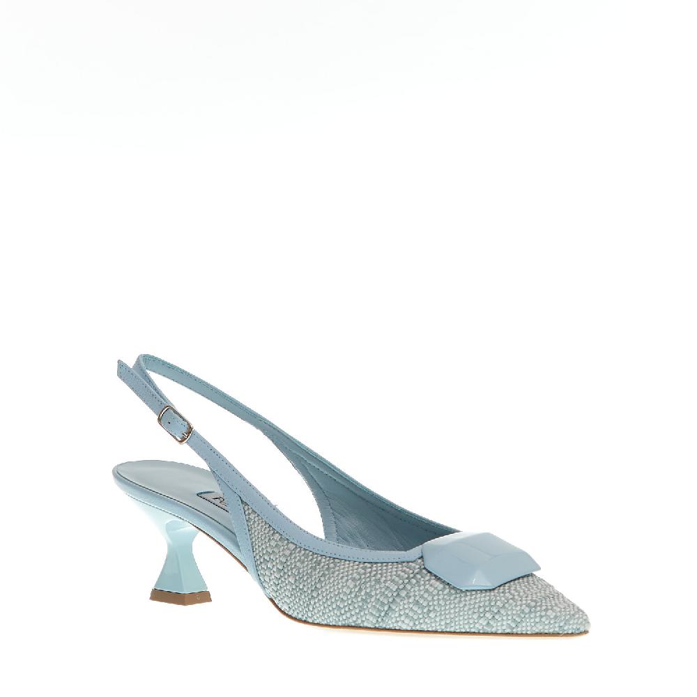 Sorelle Perego slingback tessuto azzurro tacco 55 mm Affare Del Giorno