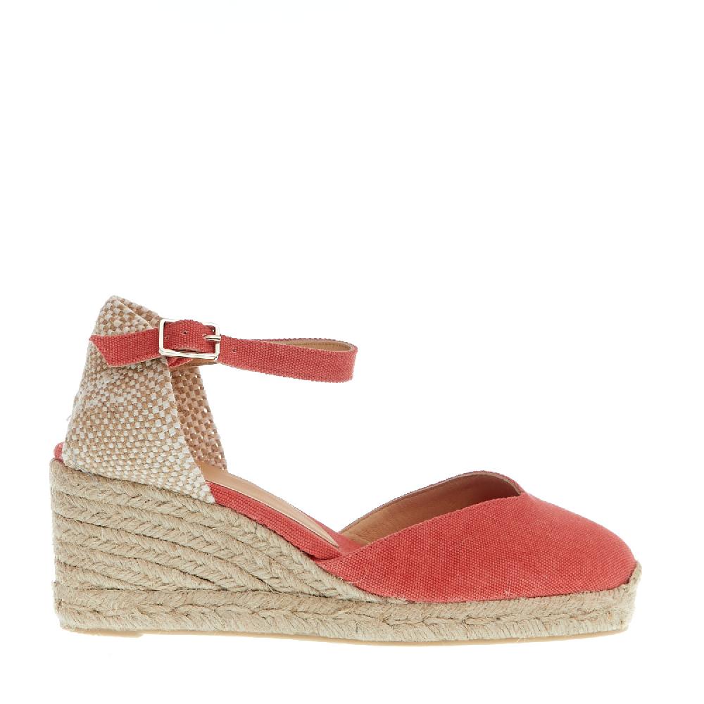 Sorelle Perego Espadrillas zeppa 70 mm tessuto fragola Novità