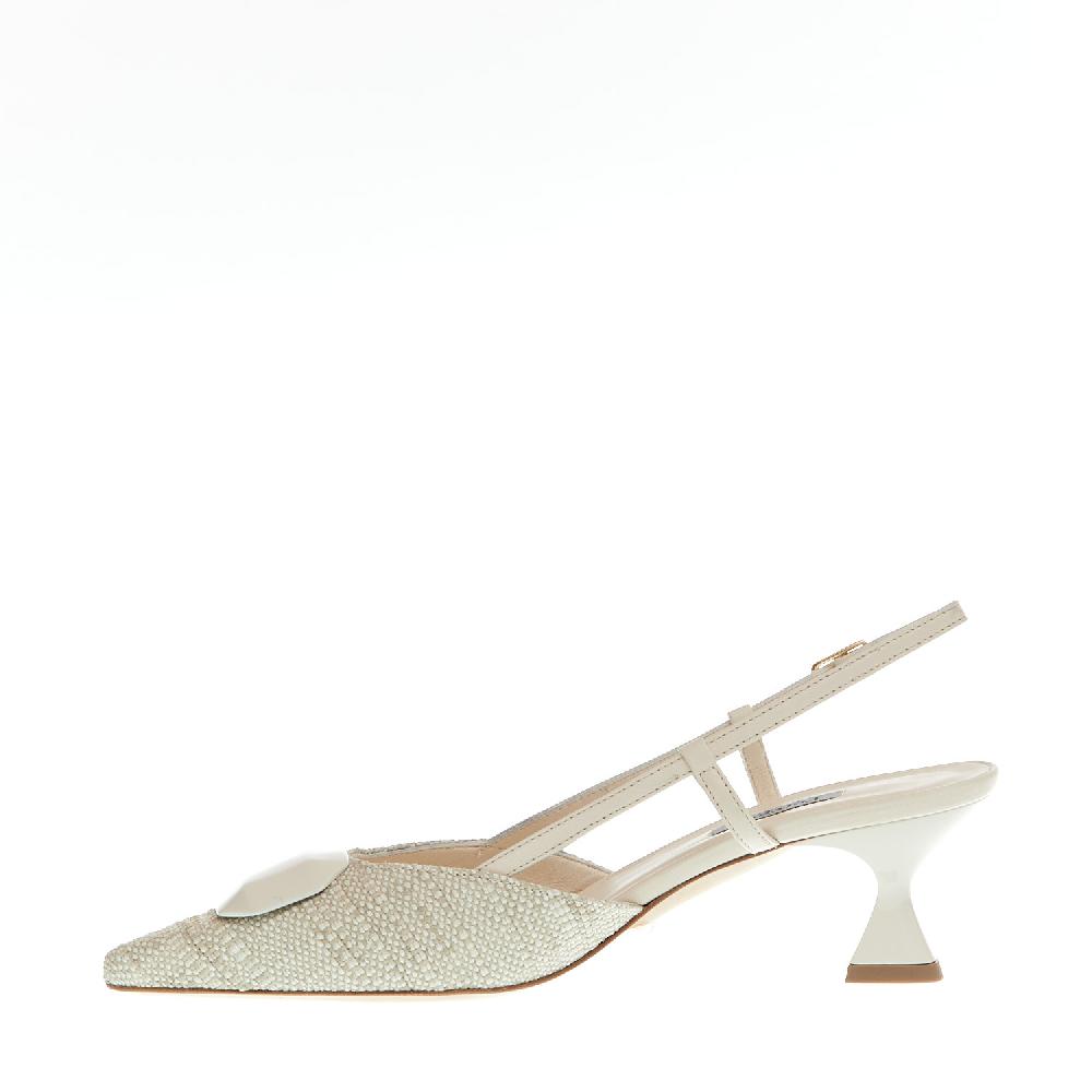 Sorelle Perego slingback tessuto beige tacco 55 mm Online
