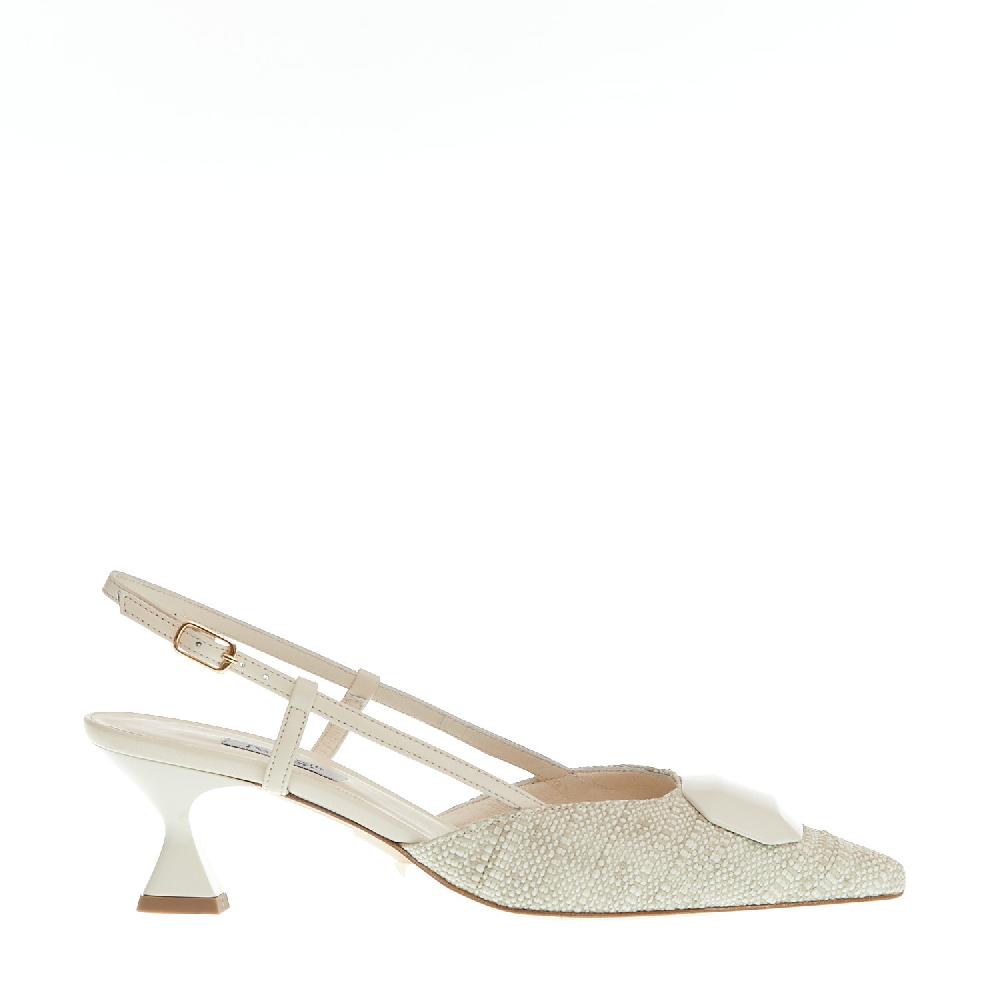 Sorelle Perego slingback tessuto beige tacco 55 mm Online