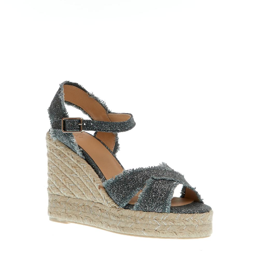 Sorelle Perego Espadrillas zeppa 110 mm incrocio tessuto grigio Flash Sale