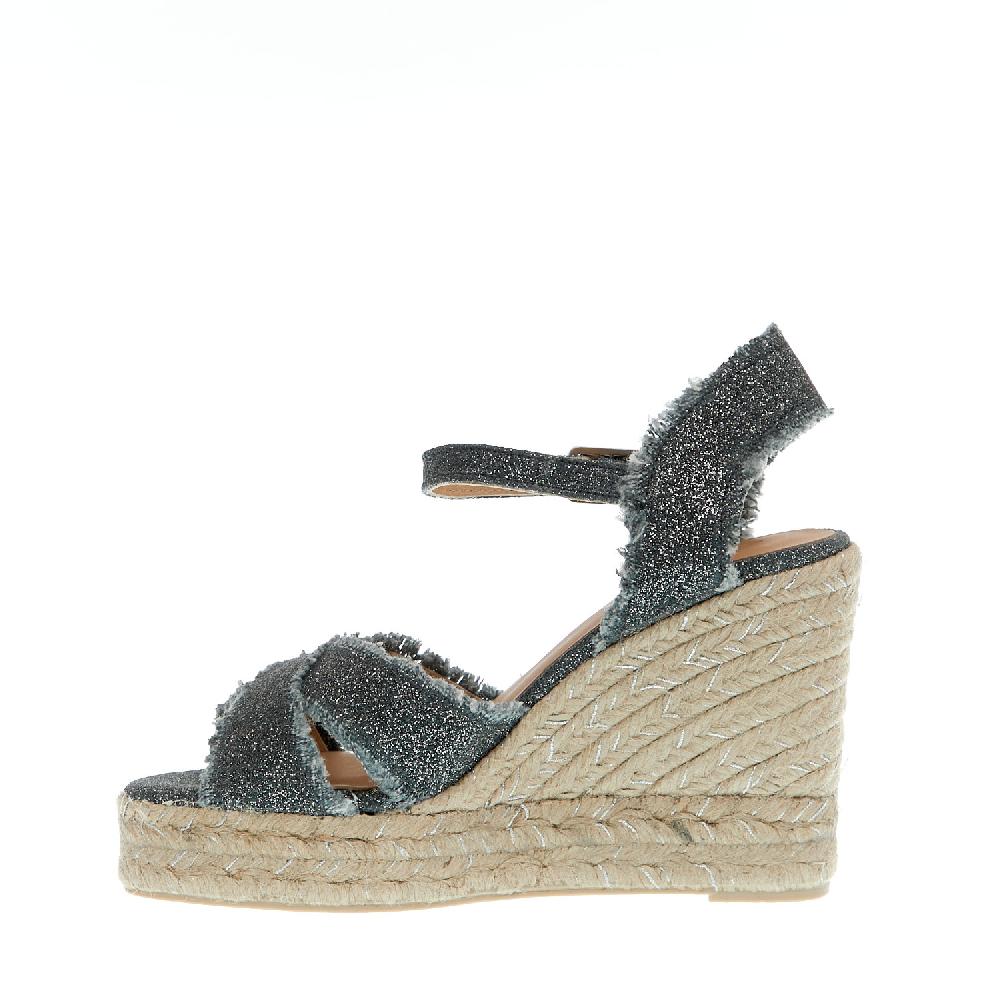 Sorelle Perego Espadrillas zeppa 110 mm incrocio tessuto grigio Flash Sale