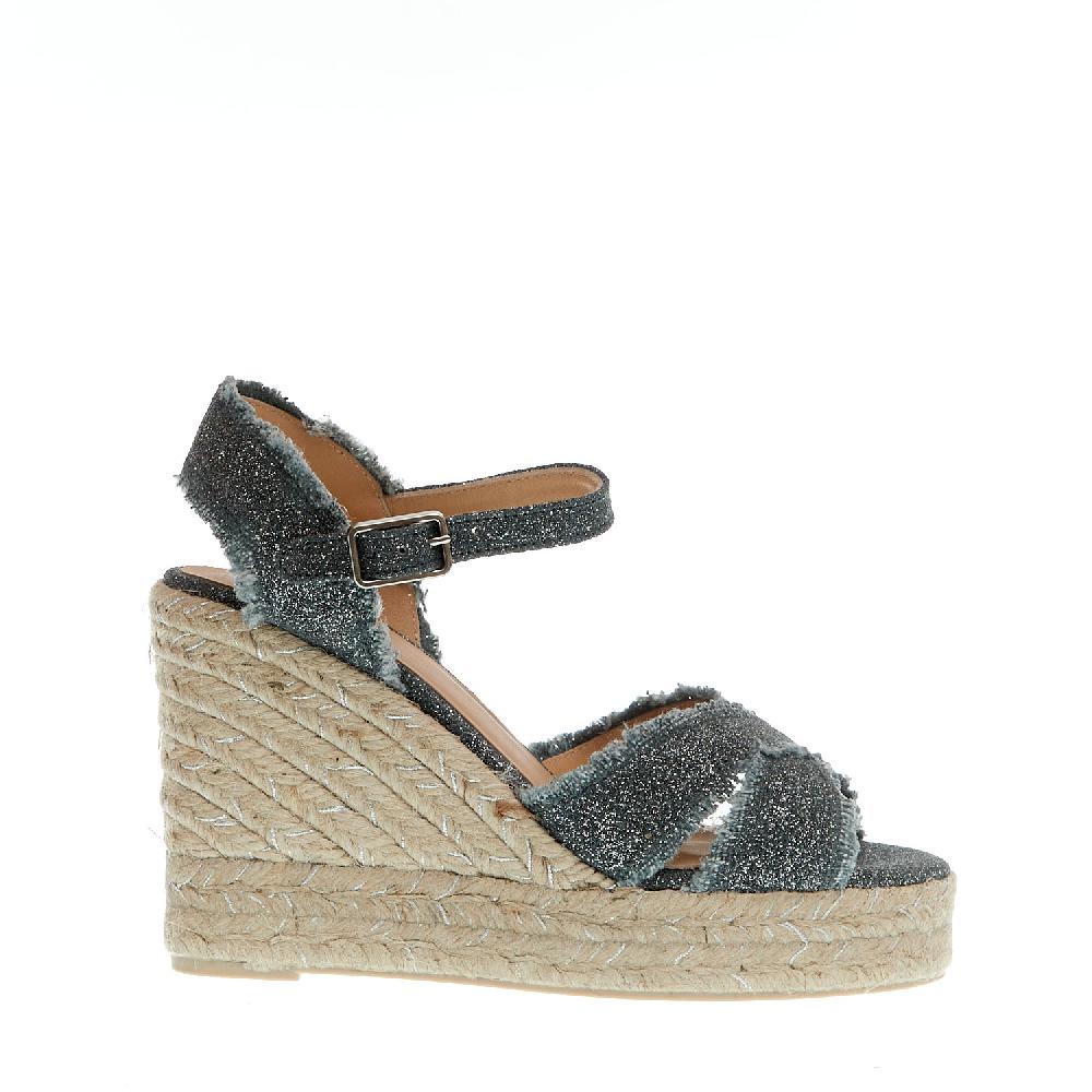 Sorelle Perego Espadrillas zeppa 110 mm incrocio tessuto grigio Flash Sale