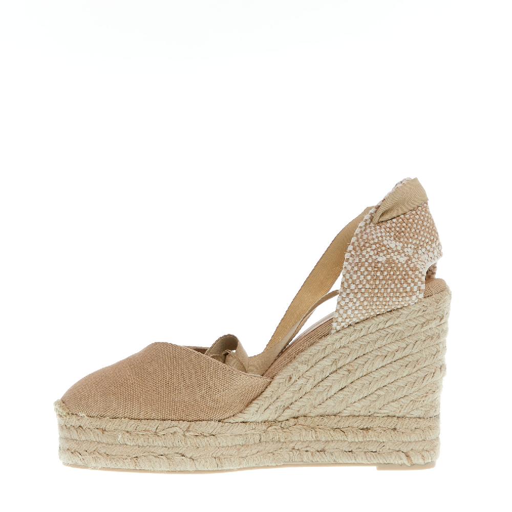 Sorelle Perego Espadrilla zeppa 110 mm tessuto beige Fornitura limitata