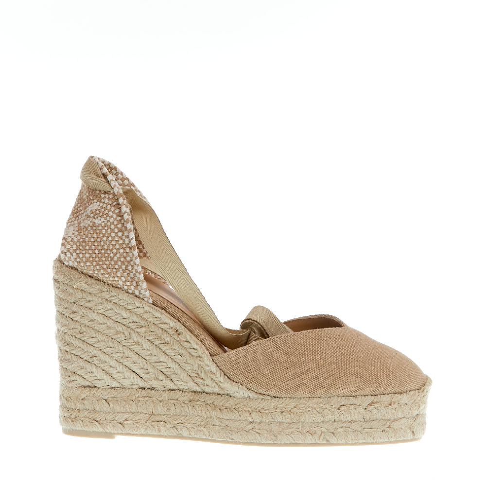 Sorelle Perego Espadrilla zeppa 110 mm tessuto beige Fornitura limitata