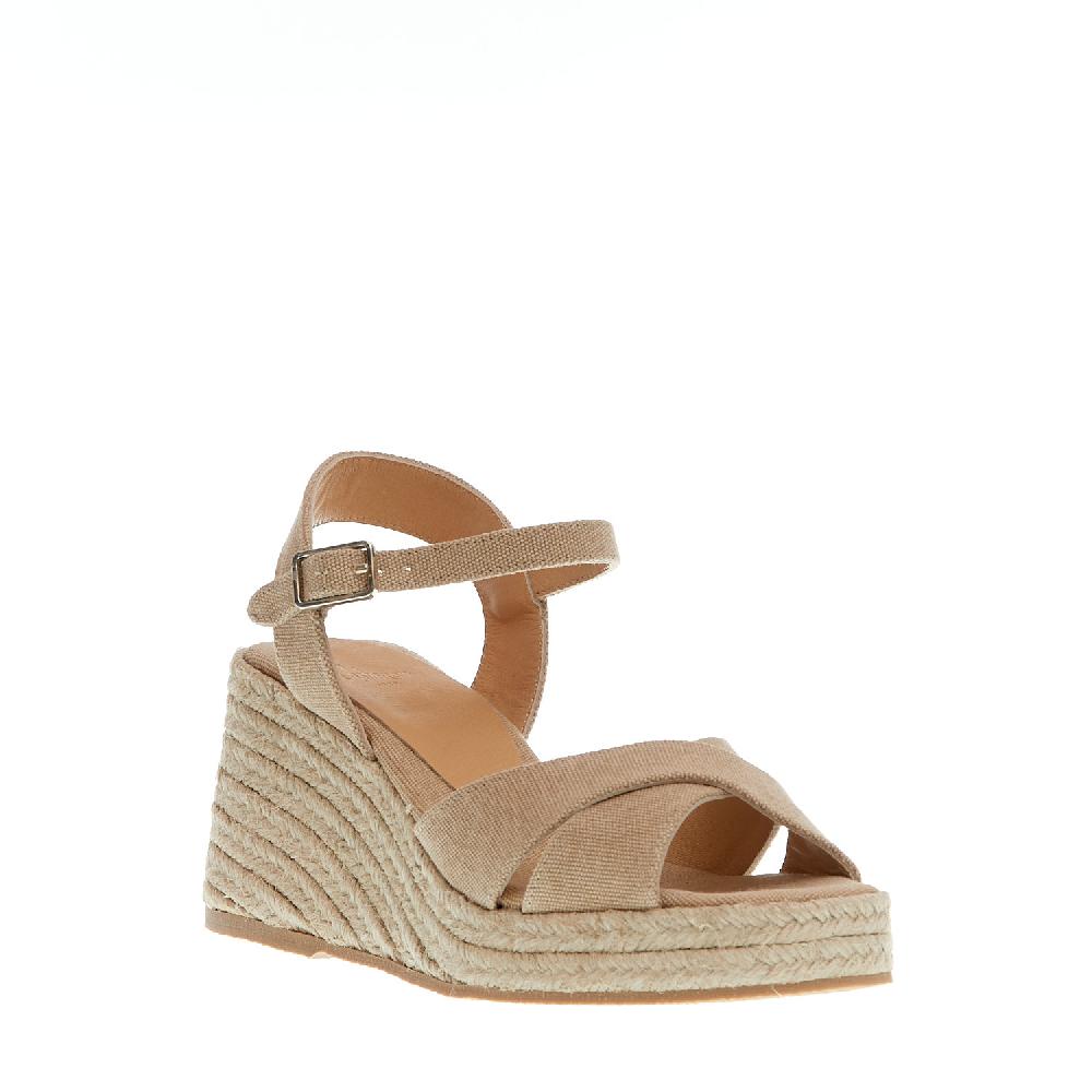 Sorelle Perego Espadrilla zeppa 80 mm incrocio tessuto beige Vendite stagionali