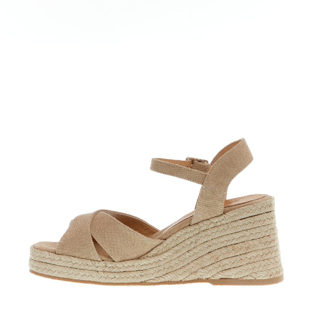 Sorelle Perego Espadrilla zeppa 80 mm incrocio tessuto beige Vendite stagionali