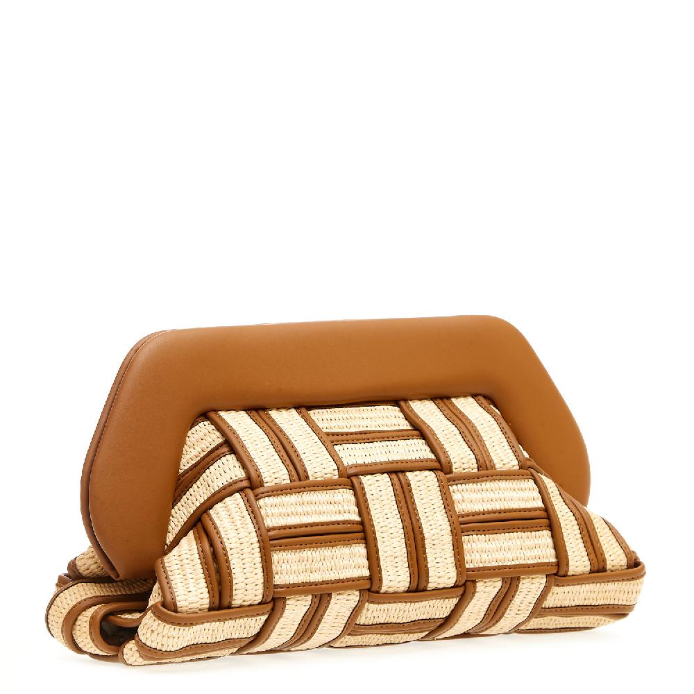 Sorelle Perego Clutch grande rafia cuoio e caramello Offerta migliore