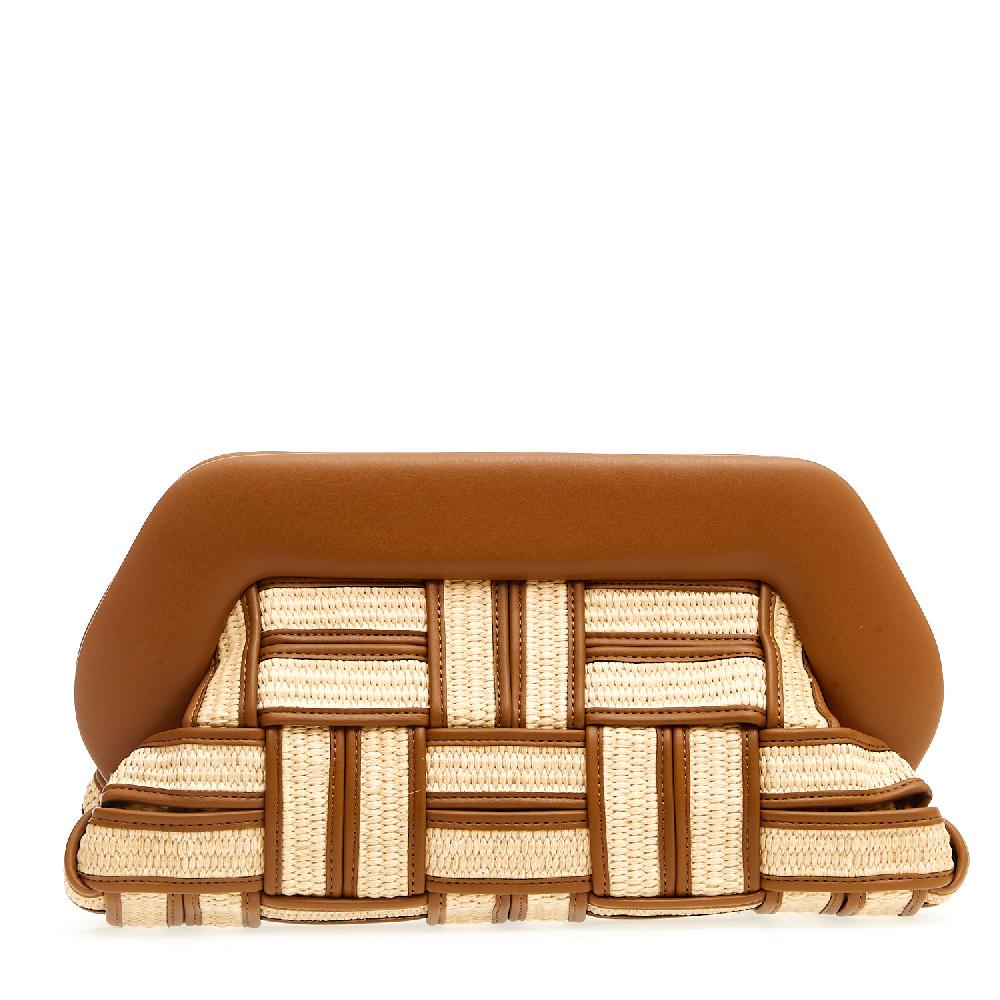 Sorelle Perego Clutch grande rafia cuoio e caramello Offerta migliore