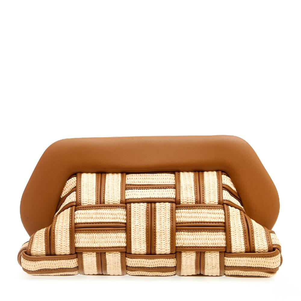 Sorelle Perego Clutch grande rafia cuoio e caramello Offerta migliore