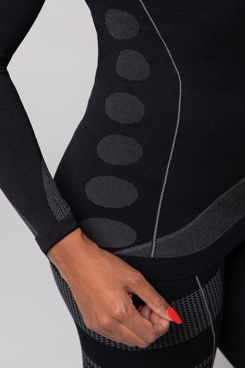 Spaio SPAIO MAGLIETTA TERMOATTIVA CON MANICHE LUNGHE THERMO-EVO DONNA NERO/GRIGIO Nuova