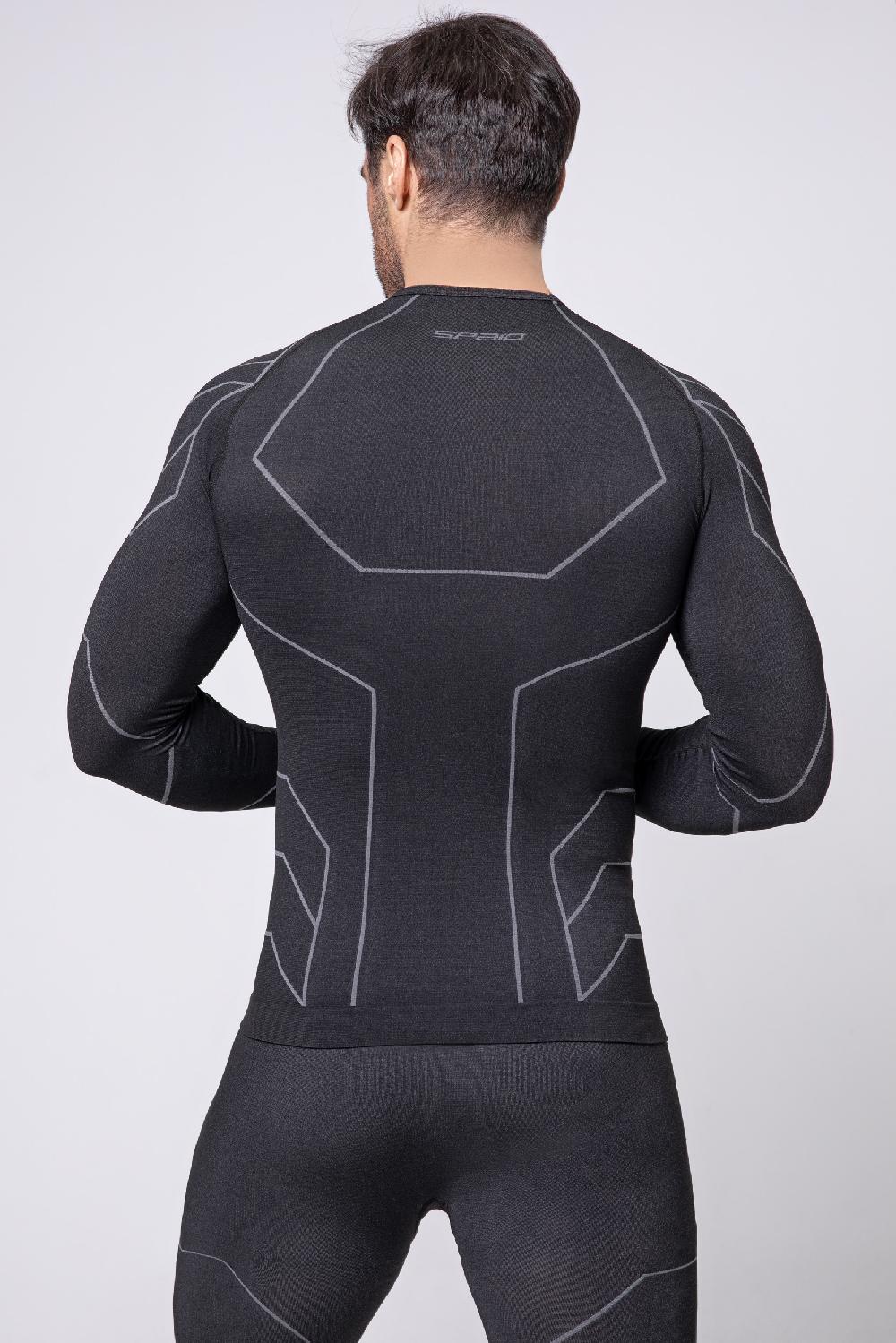 Spaio SPAIO MAGLIETTA CON MANICHE LUNGHE "RAPID" UOMO NERO/GRIGIO In Saldo