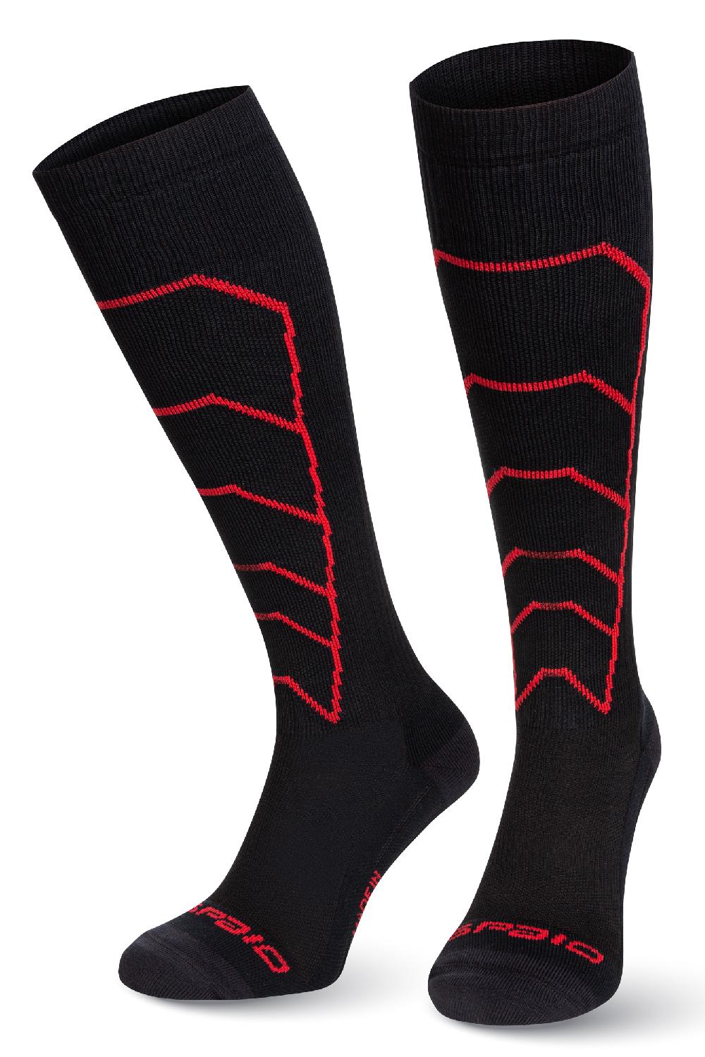 Spaio CALZE LUNGHE A COMPRESSIONE "RAPID" NERO/ROSSO Consegna Veloce
