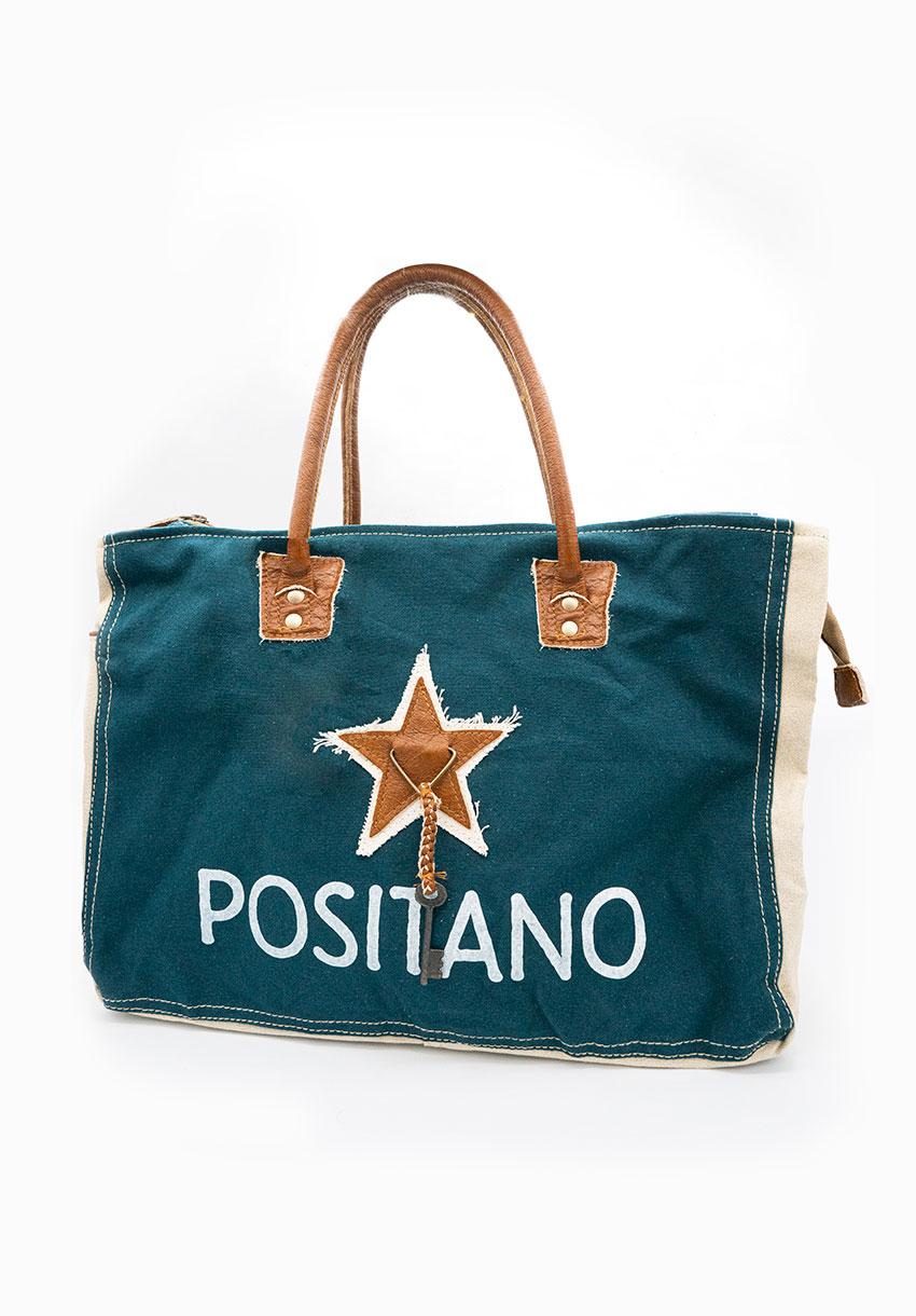 Temptation Positano Borsa Positano in cotone e pelle Saldi Di Fabbrica