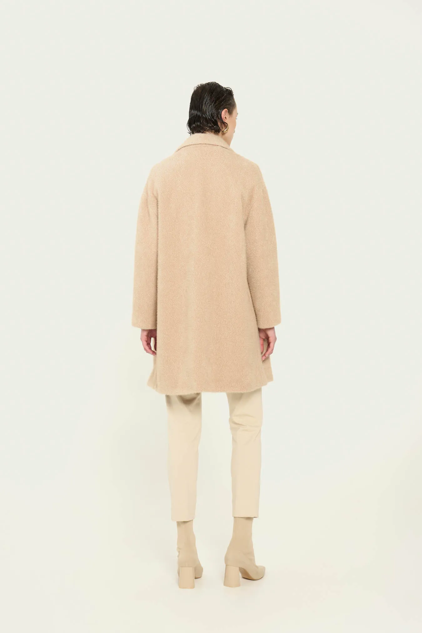 Vicario cinque Cappotto monopetto in panno beige Cesilia In Saldo