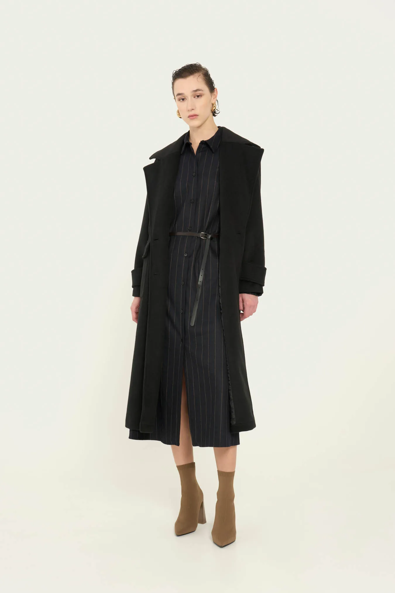 Vicario cinque Cappotto doppiopetto oversize nero Cate