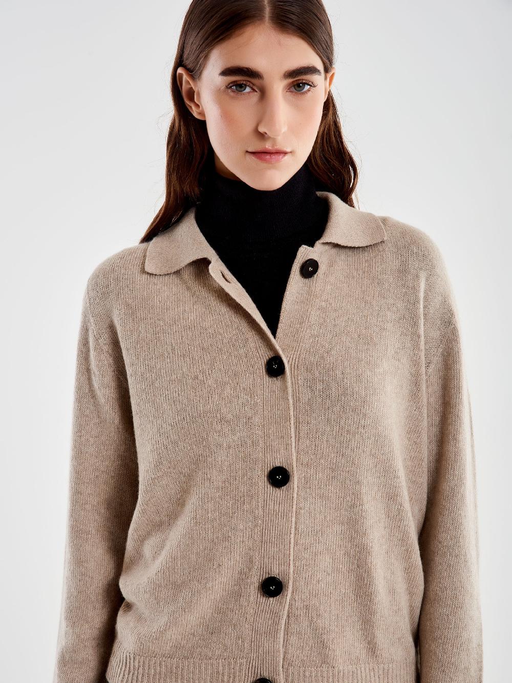 Vicolo Cardigan Con Colletto e Bottoni Marrone Vendita Economica