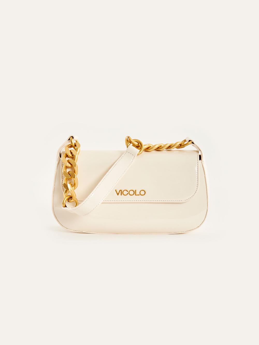 Vicolo Borsa Glossy Piccadilly Bianco Qualità