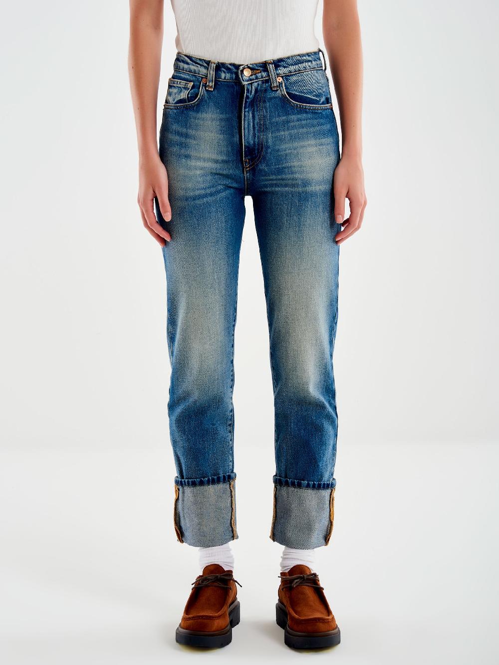 Vicolo Jeans Straight con Risvolto Blu Ultimi tre giorni