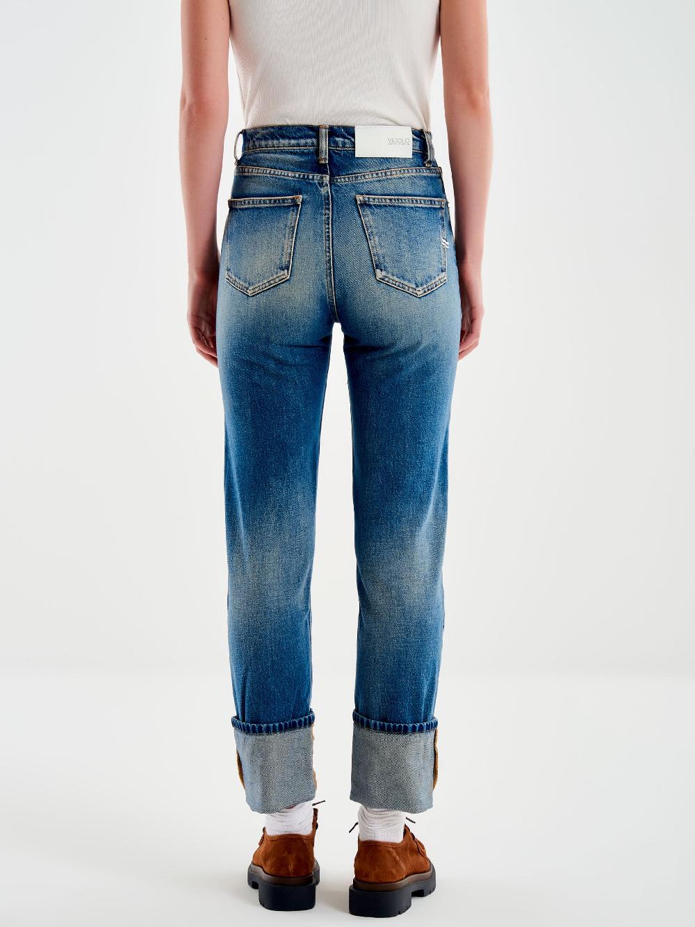 Vicolo Jeans Straight con Risvolto Blu Ultimi tre giorni