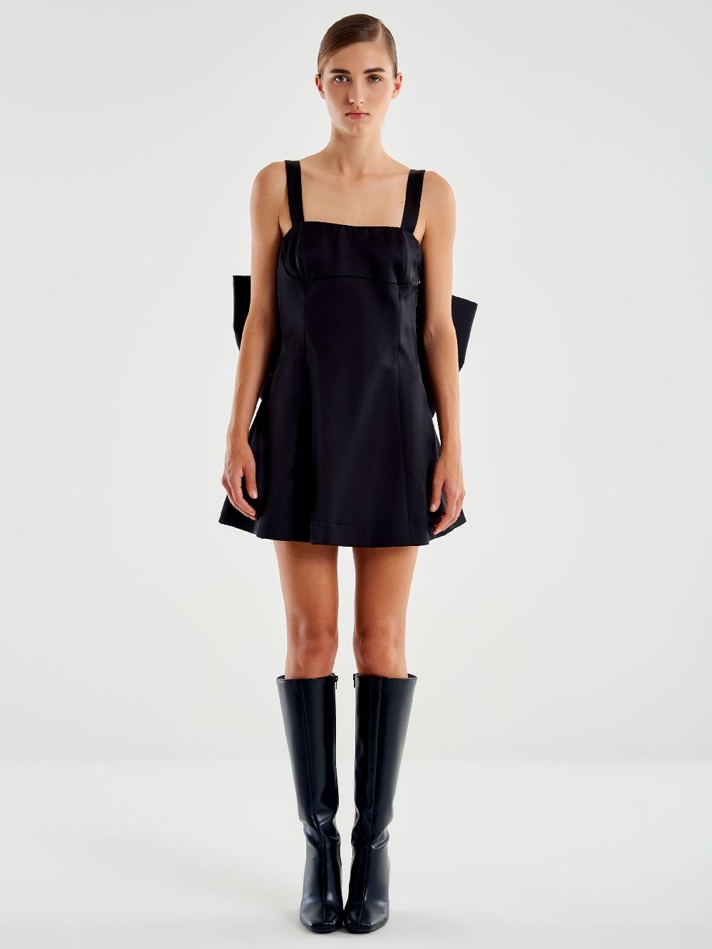 Vicolo Abito Mini con Maxi Fiocco Nero Pezzi Unici