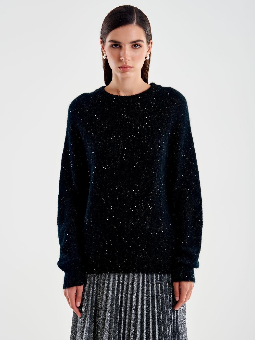 Vicolo Pull Girocollo con Fiocco Raso Nero Online
