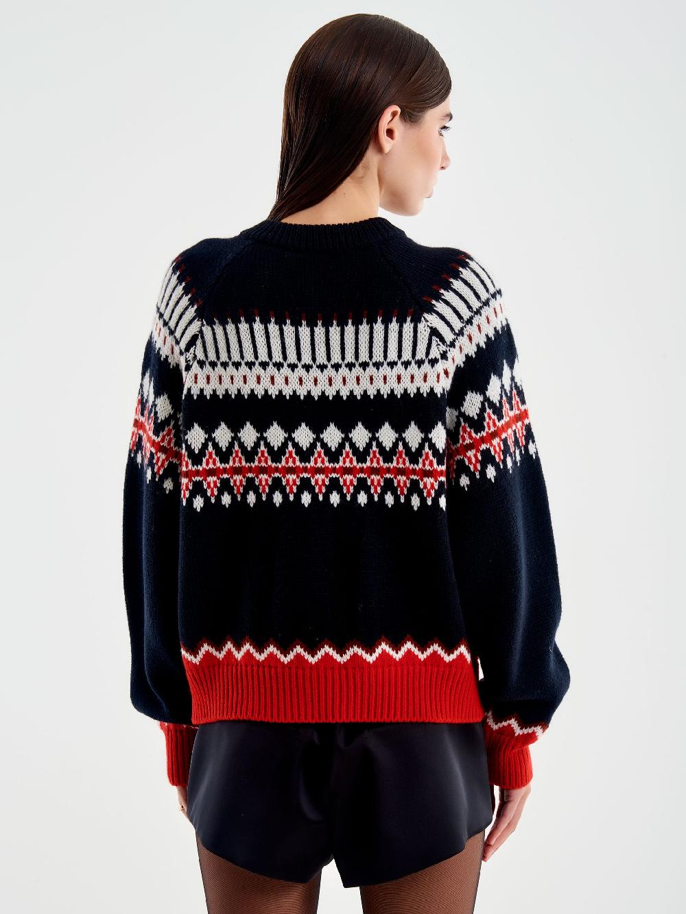 Vicolo Cardigan con Tasche Motivo Jaquard Nero Spedizione Gratuita