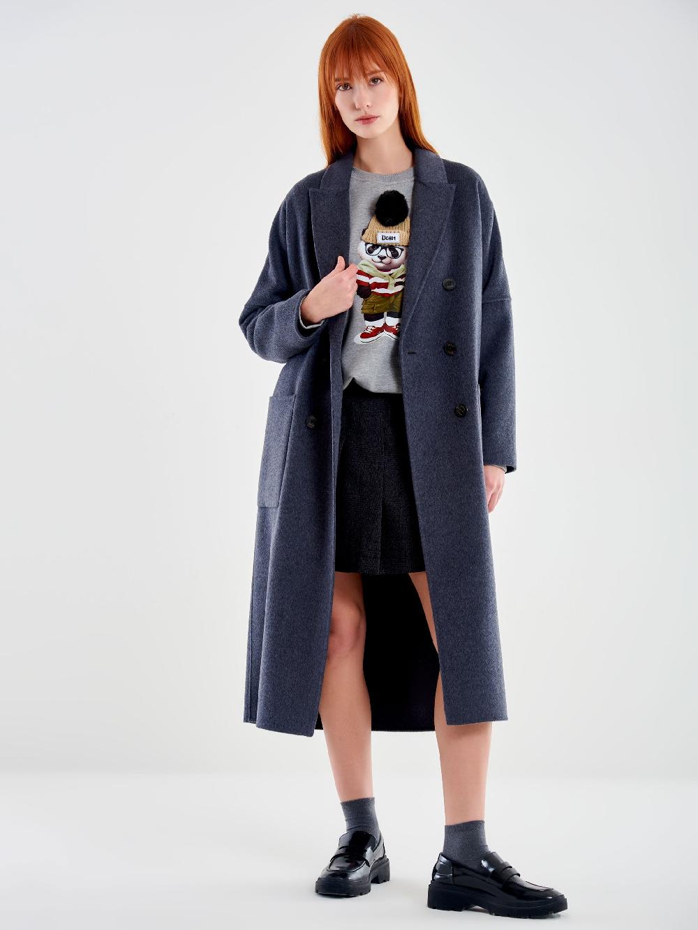 Vicolo Cappotto Doppiopetto Basic Lungo Grigio Nuovo