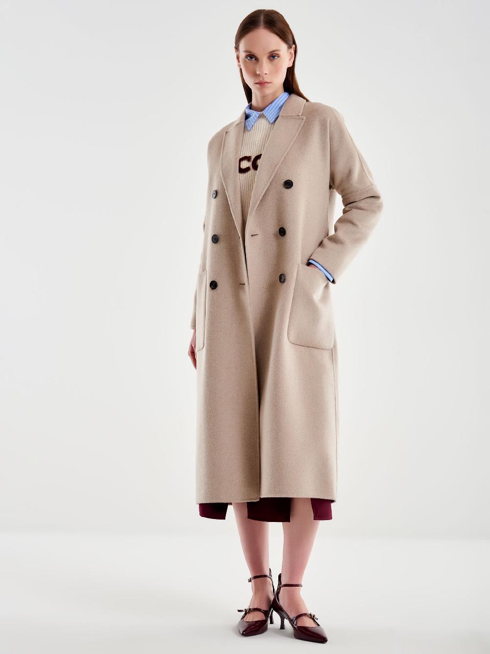 Vicolo Cappotto Doppiopetto Basic Lungo Tortora Vendita