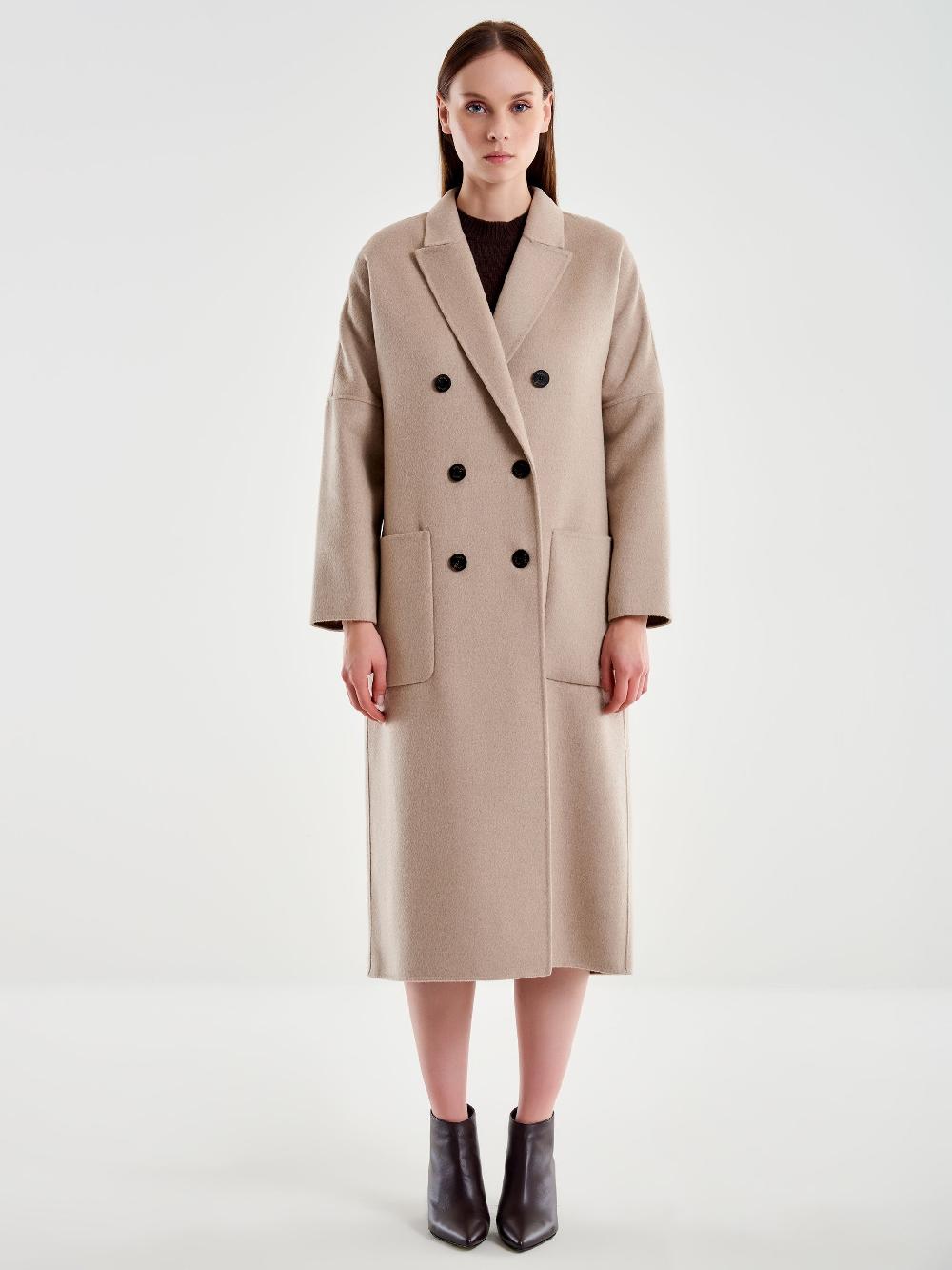 Vicolo Cappotto Doppiopetto Basic Lungo Tortora Vendita
