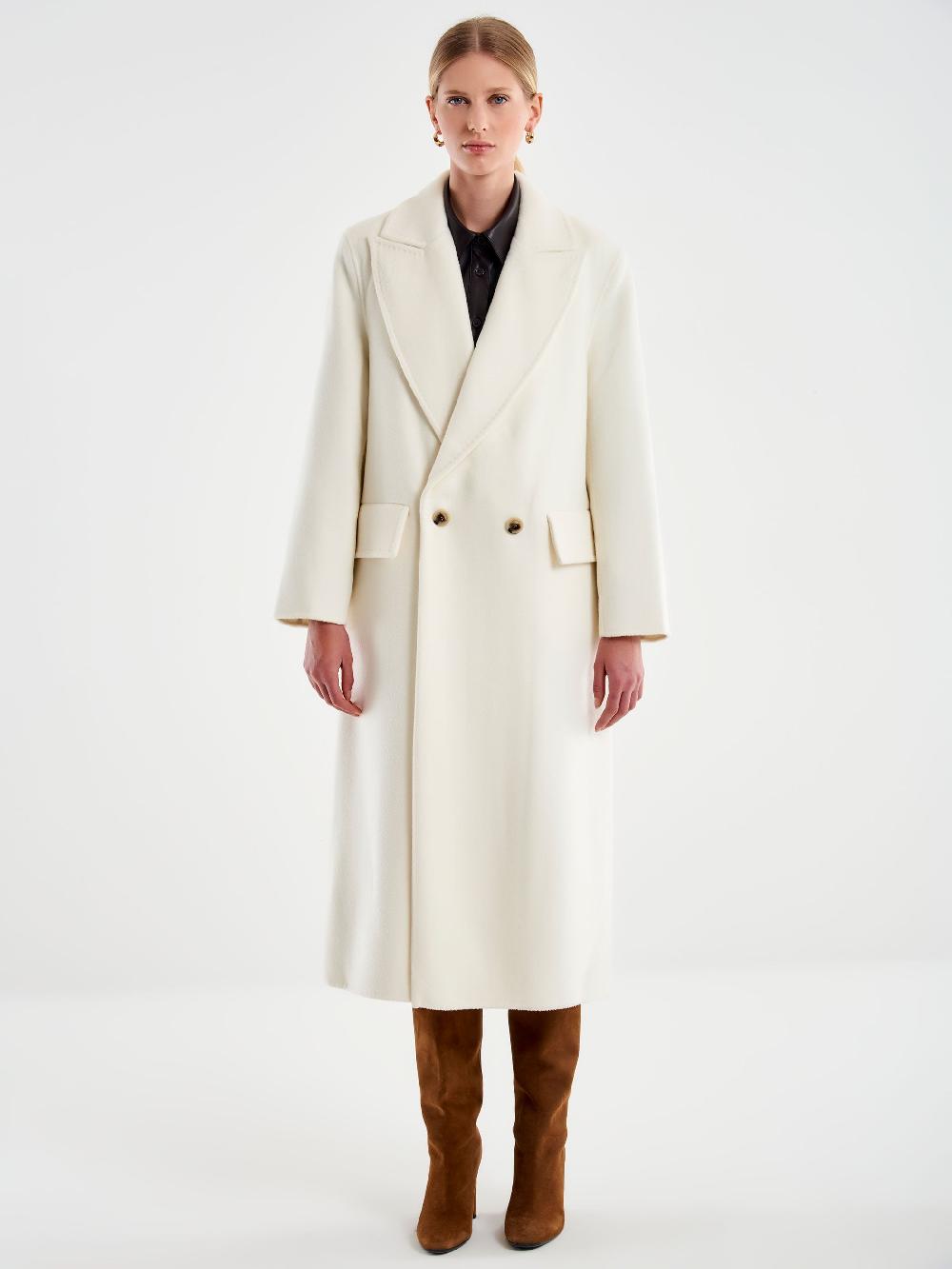 Vicolo Cappotto Lungo Doppiopetto Bianco Acquista Ora
