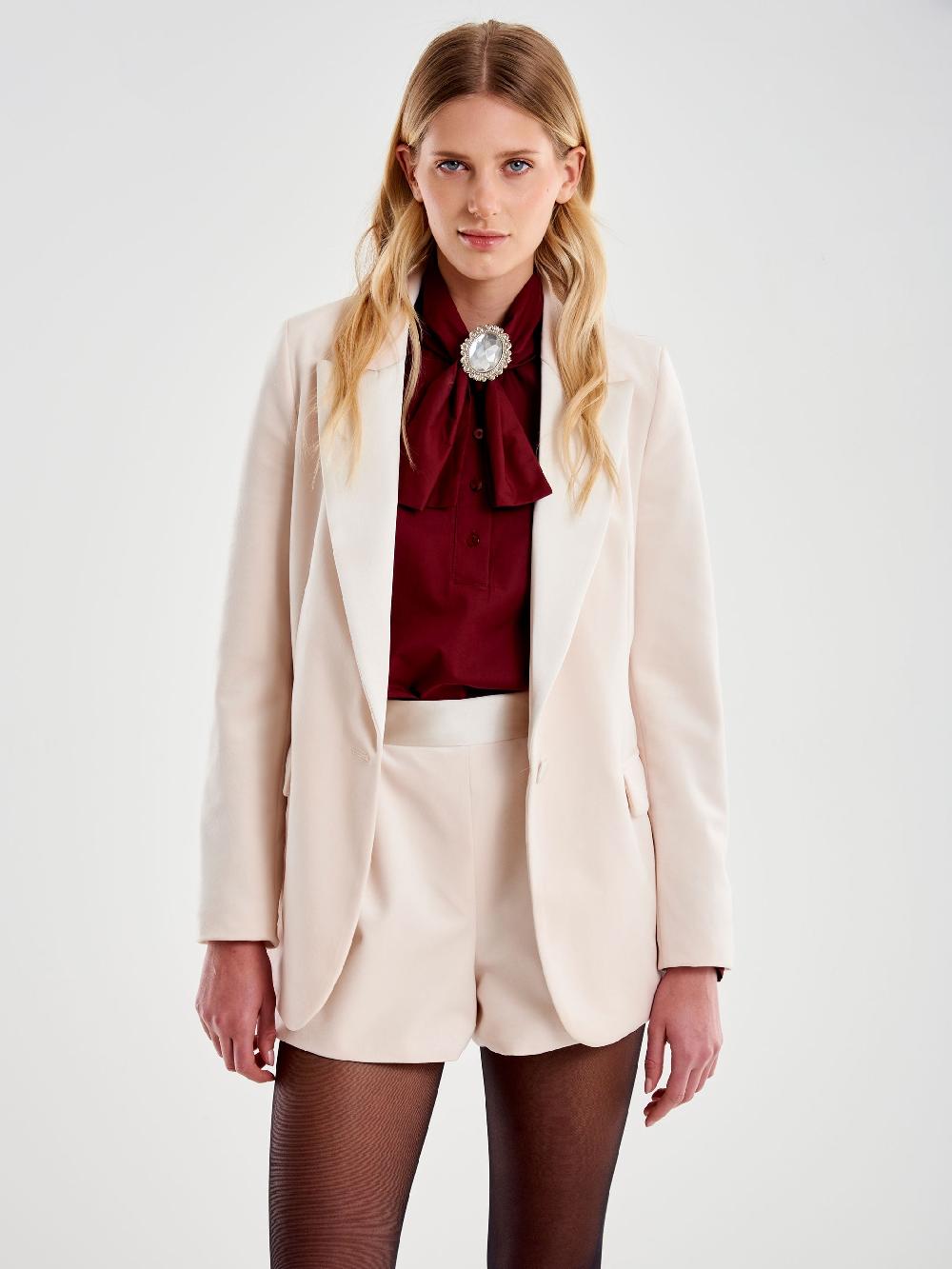 Vicolo Blazer Velluto con Reverse Satin Bianco Economico