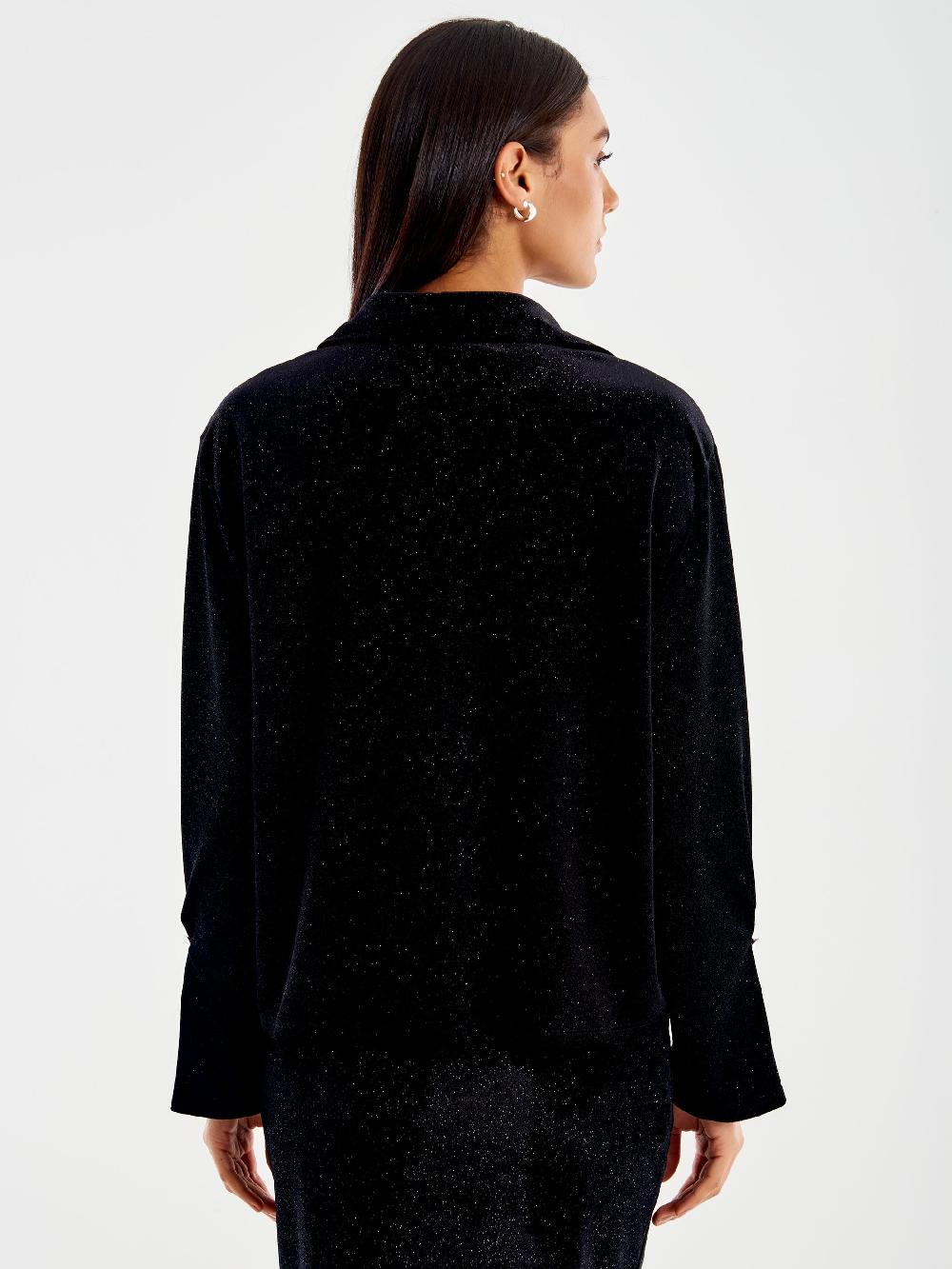 Vicolo Camicia in Ciniglia con Glitter Nero 2025