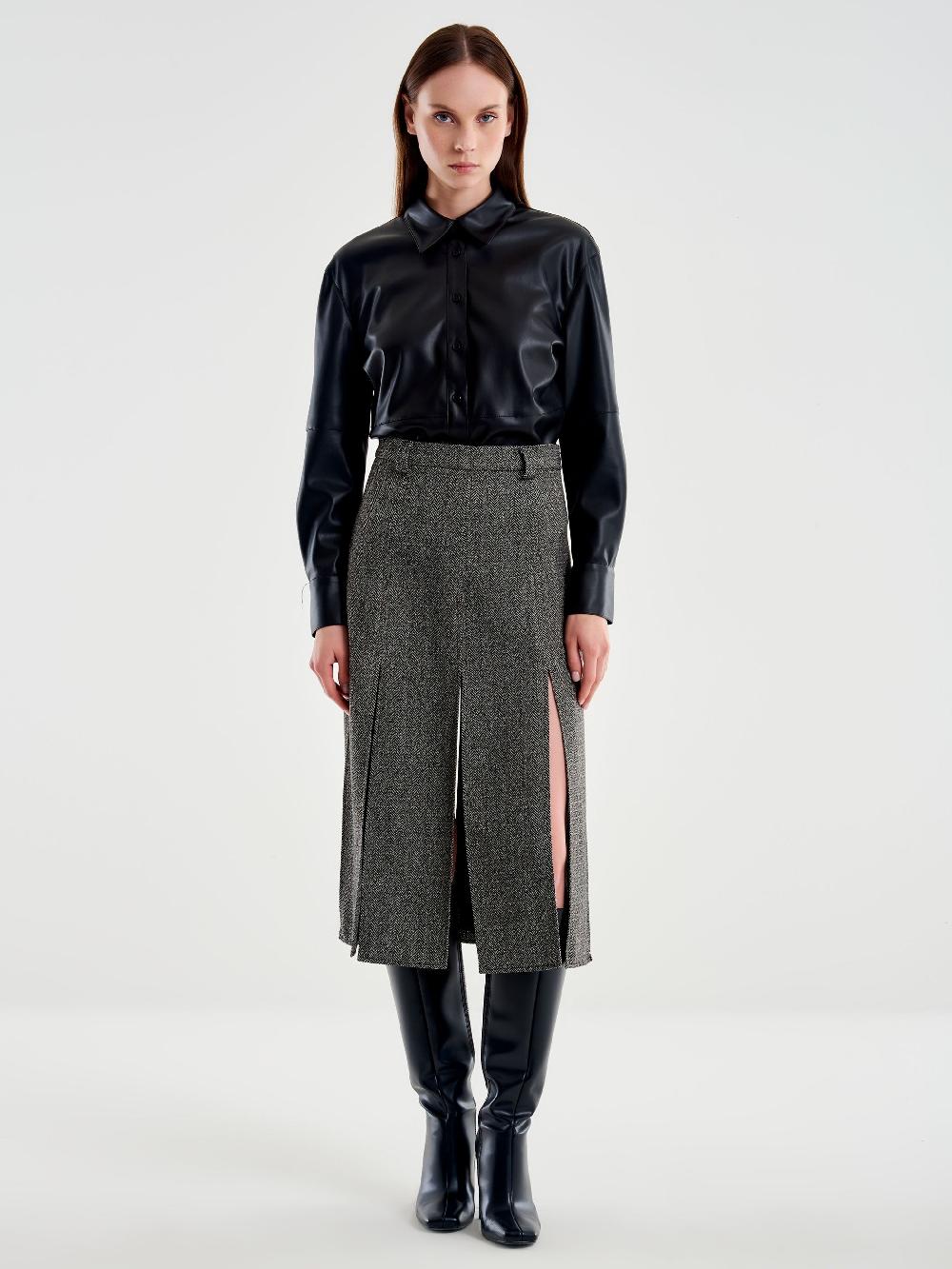 Vicolo Gonna Midi con Spacchi Spinata Nero Vendite Flash