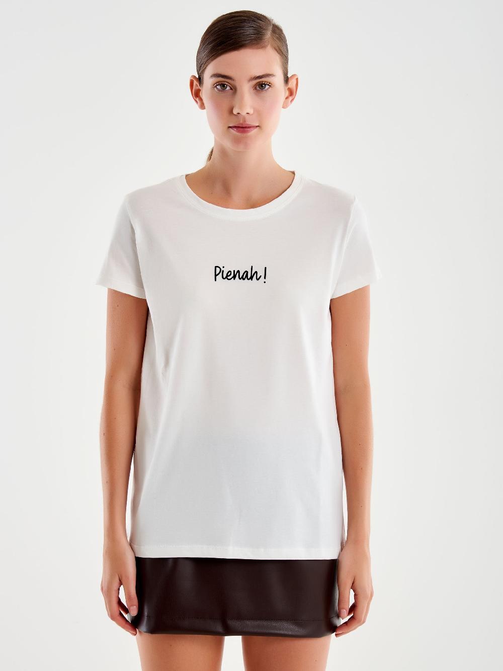 Vicolo T- Shirt Ricamo "pienah" Bianco Promozione