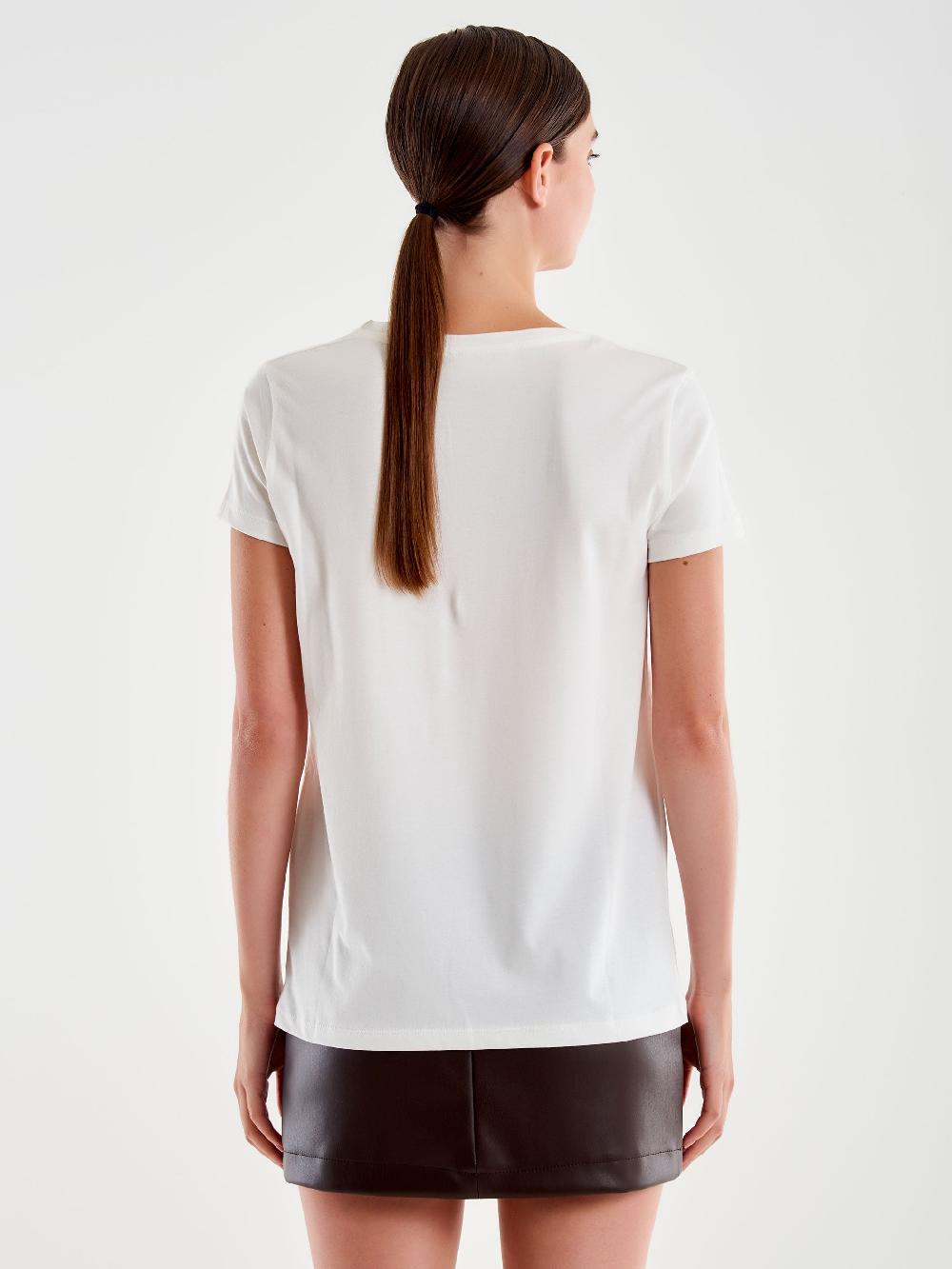 Vicolo T- Shirt Ricamo "pienah" Bianco Promozione