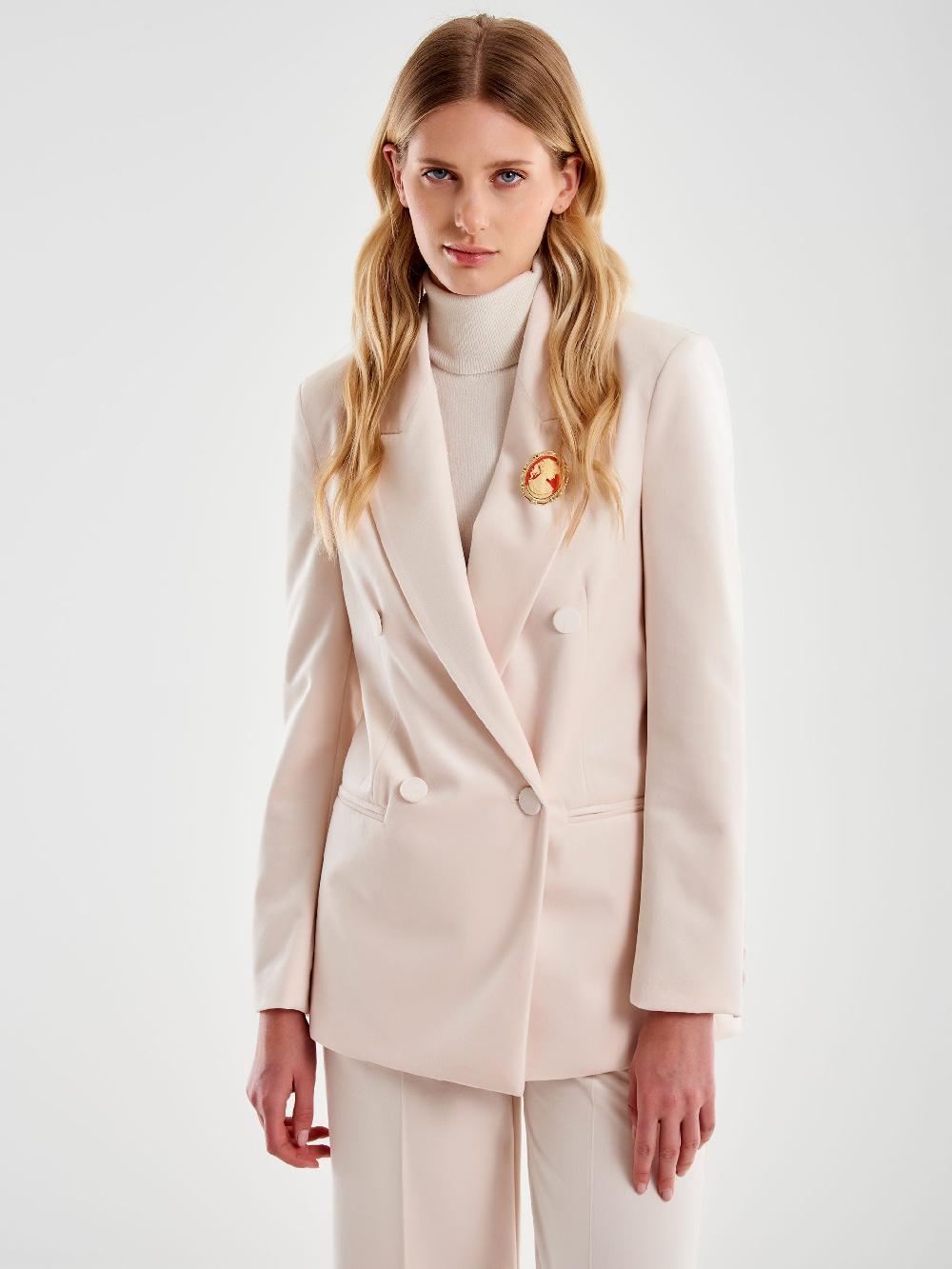 Vicolo Blazer Velluto con Spilla Bianco Soddisfazione Garantita