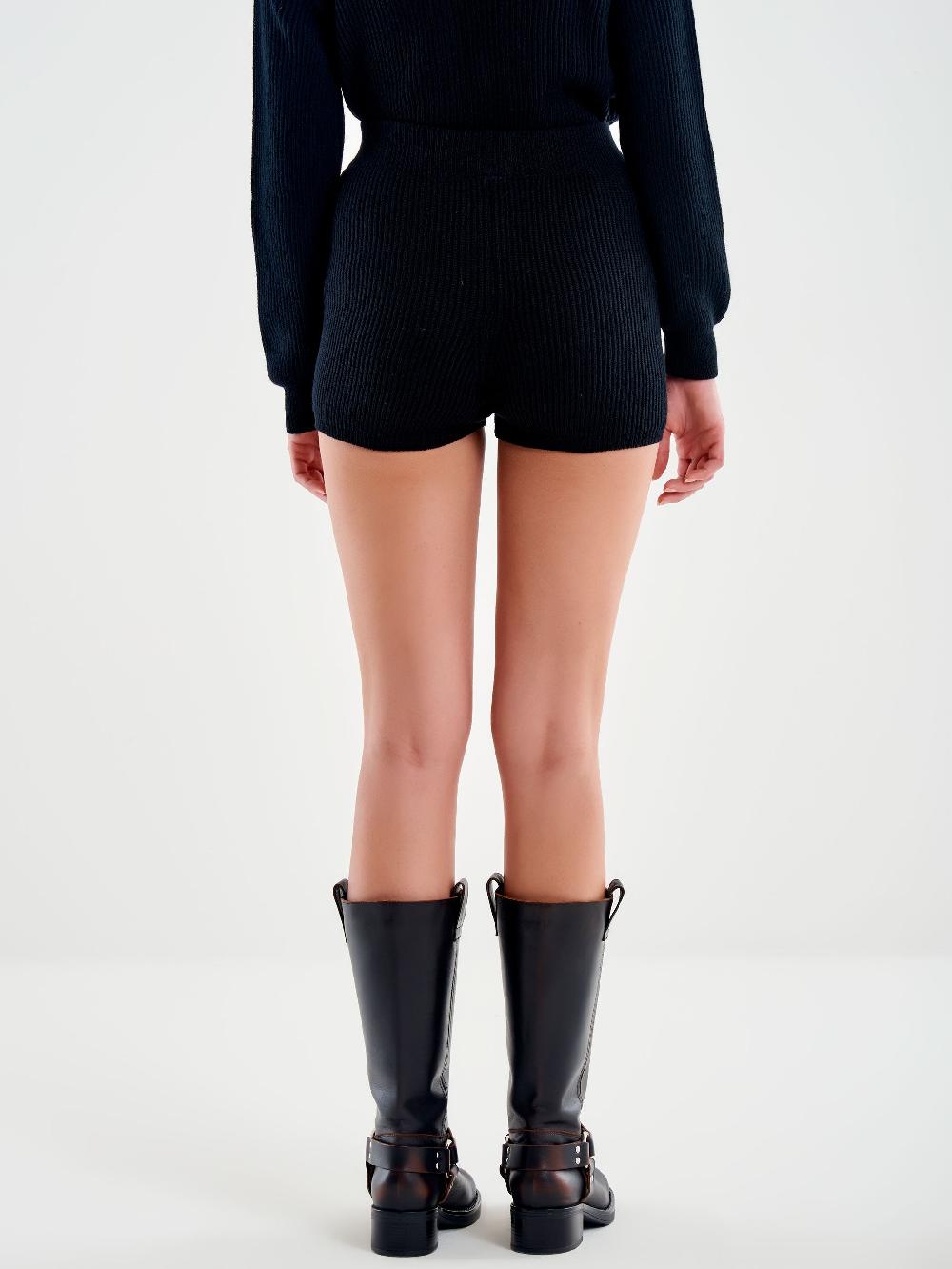 Vicolo Shorts in Maglia a Coste Nero Affare Del Giorno