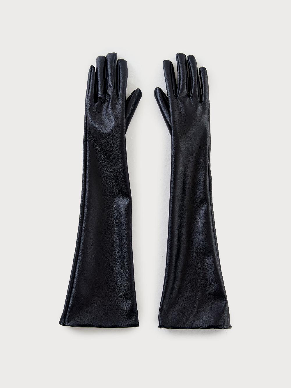 Vicolo Guanti Lunghi in Ecopelle Nero Vendita Calda