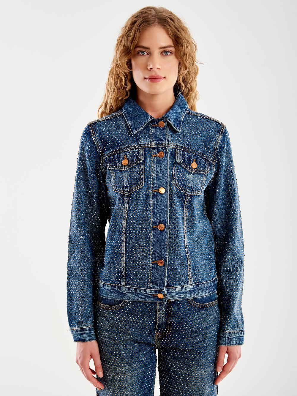 Vicolo Giacca Jeans e Strass Blu Offerte stagionali