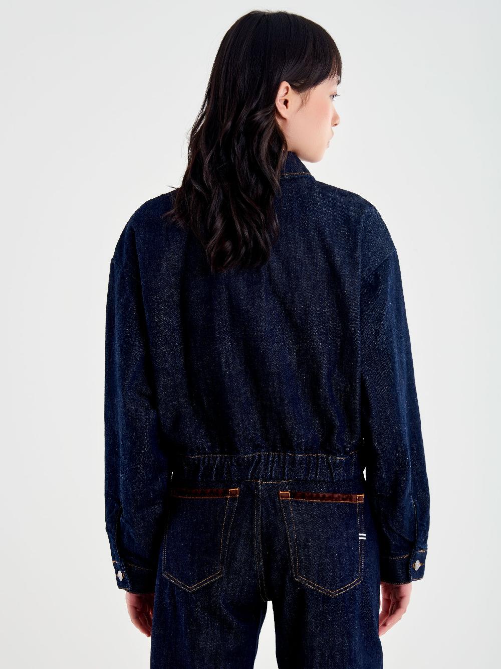 Vicolo Giubbotto in Denim Dettagli Alcantara Blu Liquidazione
