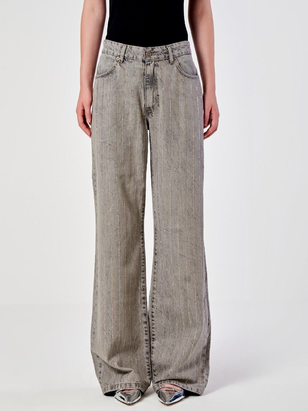 Vicolo Jeans Strass effetto GessatoGrigio Sconti VIP