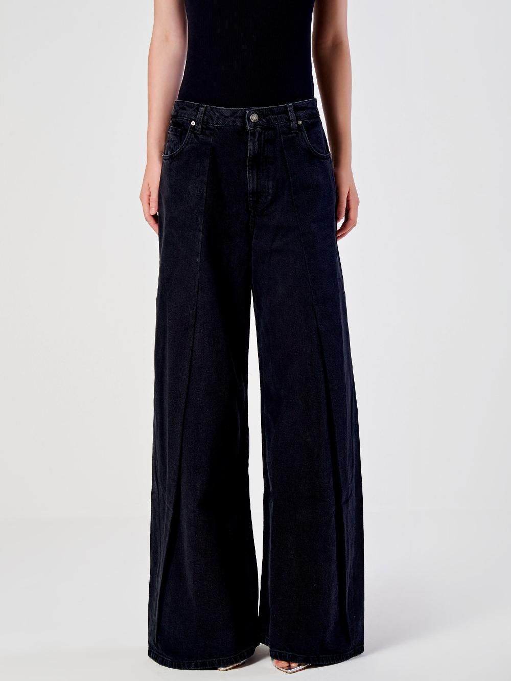 Vicolo Jeans Ampio con Pence Nero Fino al 50% di sconto