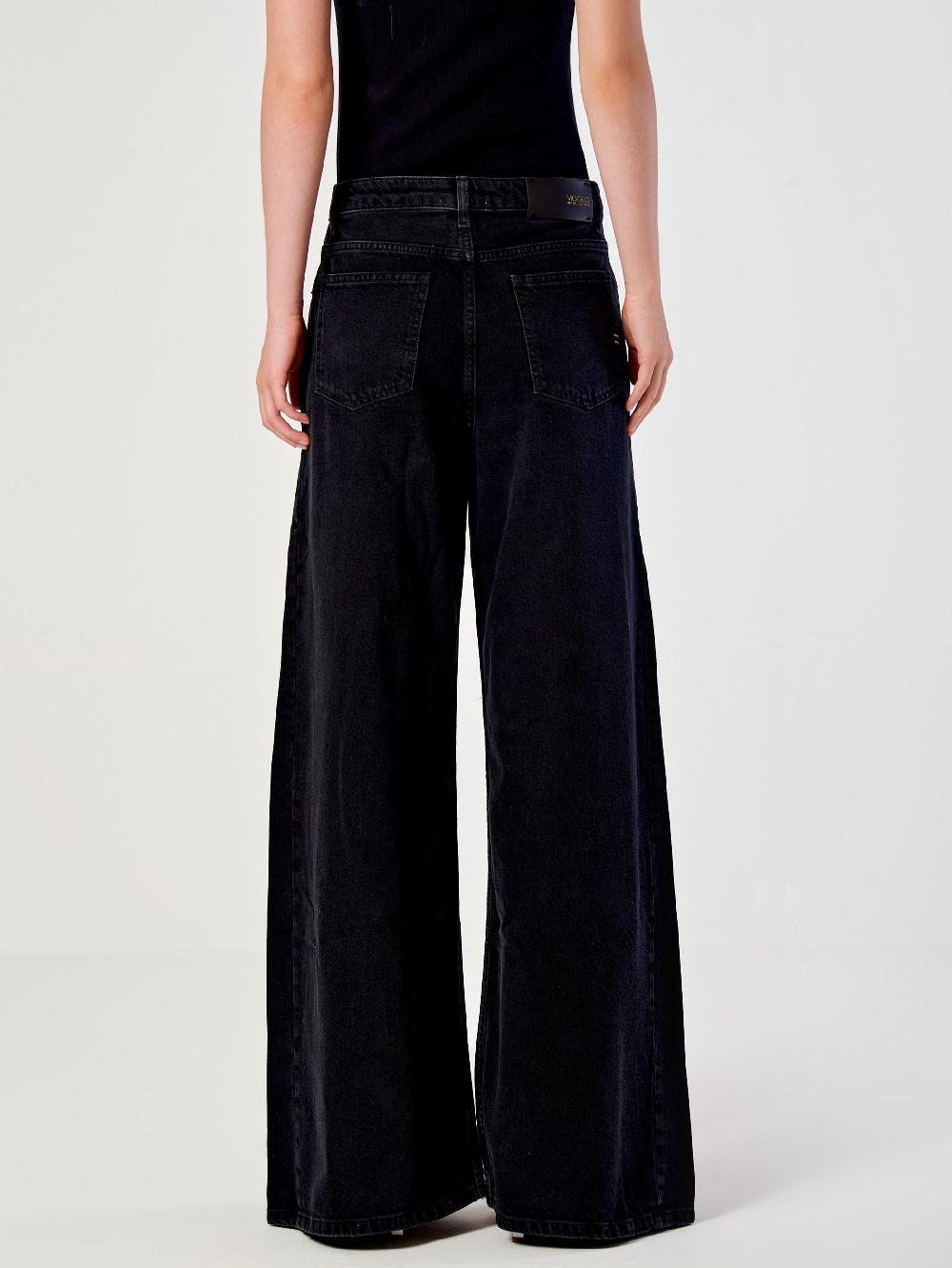 Vicolo Jeans Ampio con Pence Nero Fino al 50% di sconto