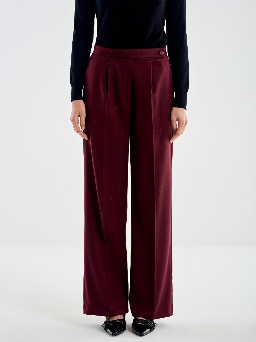 Vicolo Pantalone Ampio Gessato Lurex Bordeaux Trasporto libero internazionale